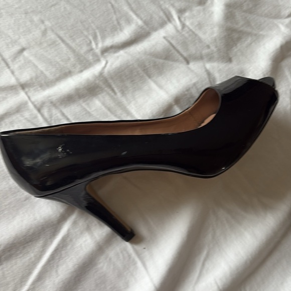 Call It Spring Black Patent Peep Toe Heels | Classic High Heel Pump Size 8 - Picture 3 of 10